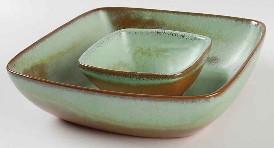 Plainsman Green 1 Piece Chip & Dip by Frankoma-1