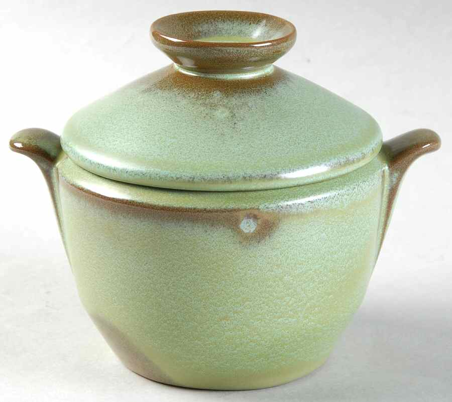 Plainsman Green Sugar Bowl & Lid by Frankoma-1