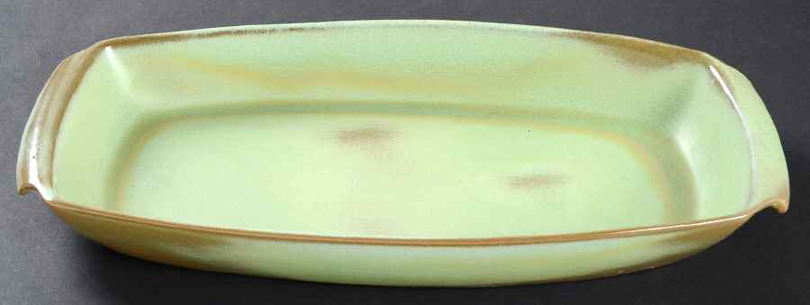 Plainsman Green 15" Oval Serving Platter by Frankoma-1