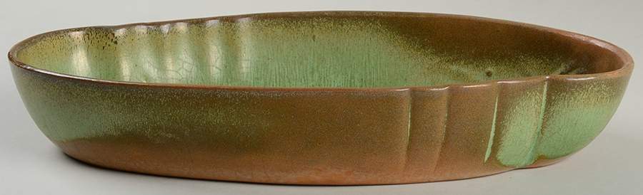 Plainsman Green 10" Oval Vegetable Bowl by Frankoma-1