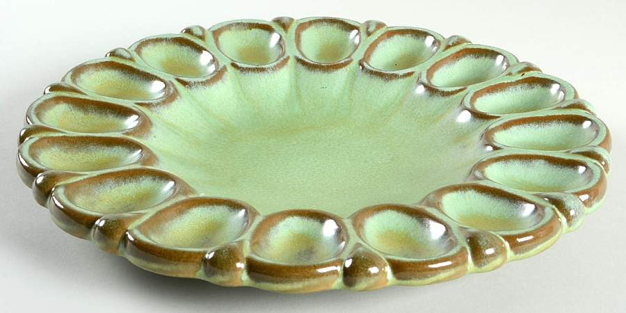 Plainsman Green Deviled Egg Plate by Frankoma-1
