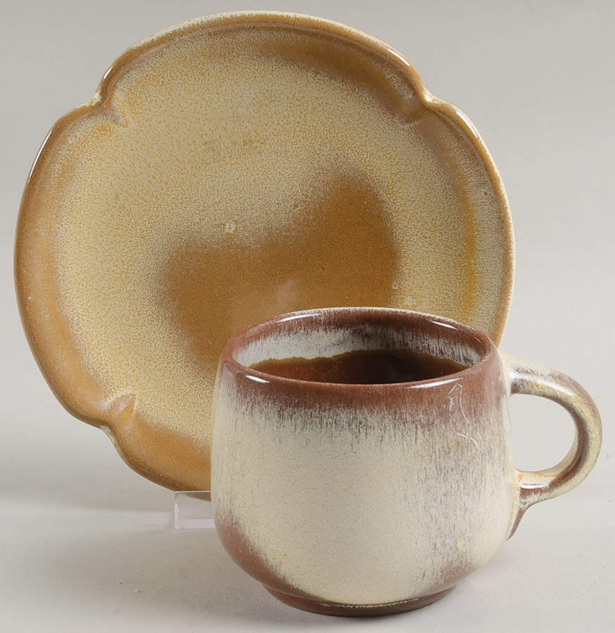 Plainsman Gold Flat Cup & Saucer Set by Frankoma-1