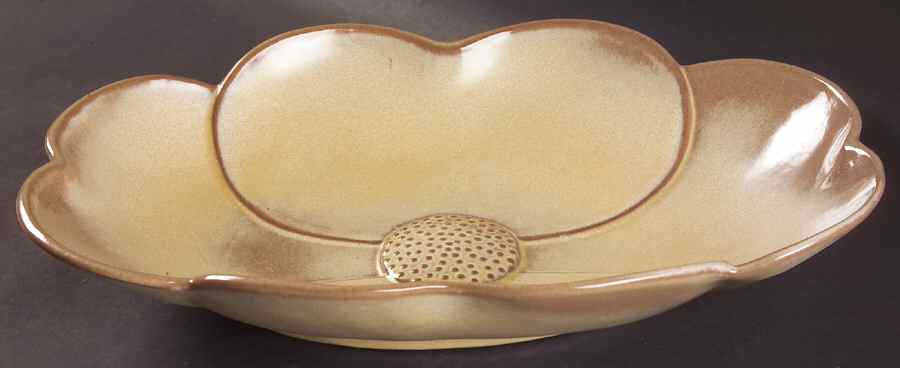 Plainsman Gold Dogwood Floral Bowl by Frankoma-1