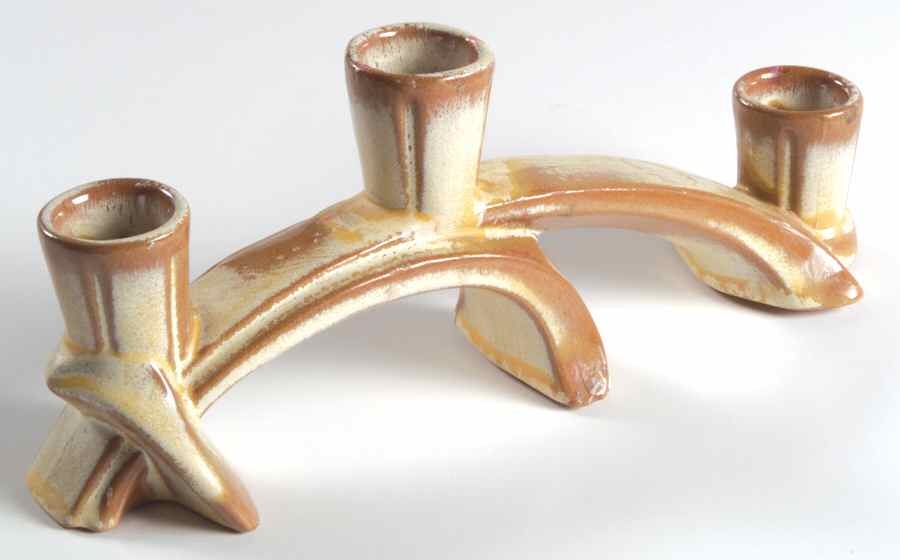 Plainsman Gold Three Light Candlestick by Frankoma-1