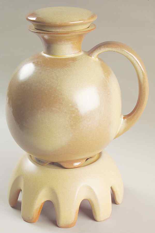 Plainsman Gold Carafe with Lid, Warmer Stand & Burner by Frankoma-1