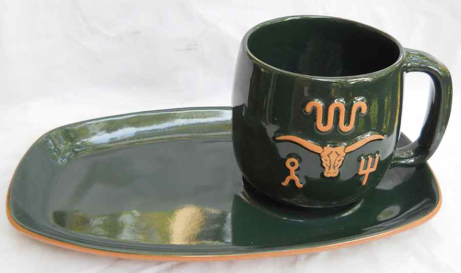 Ranch Forest Green Snack Plate & Cup Set by Frankoma-1