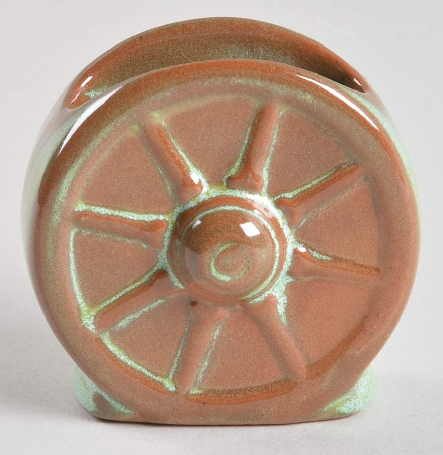 Wagon Wheel Prairie Green Individual Open Sugar Bowl by Frankoma-1