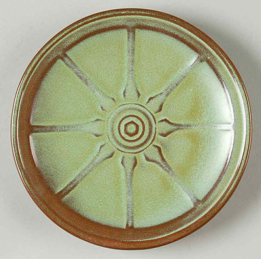 Wagon Wheel Prairie Green Bread & Butter Plate by Frankoma-1