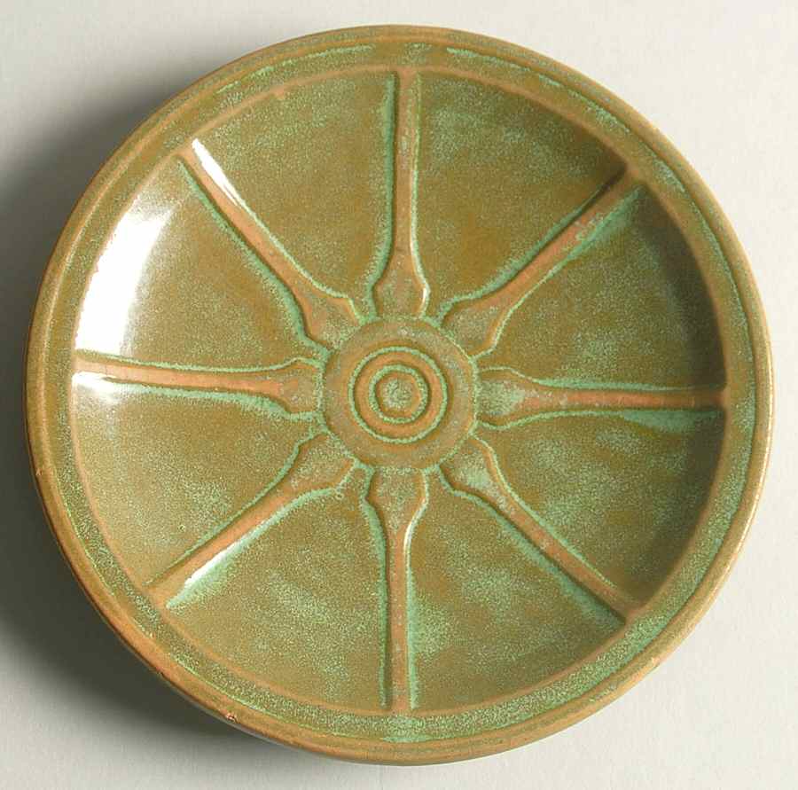 Wagon Wheel Prairie Green Saucer for Flat Cup by Frankoma-1