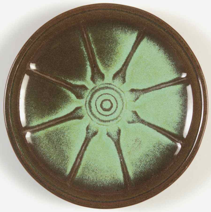 Wagon Wheel Prairie Green Bread & Butter Plate by Frankoma-1