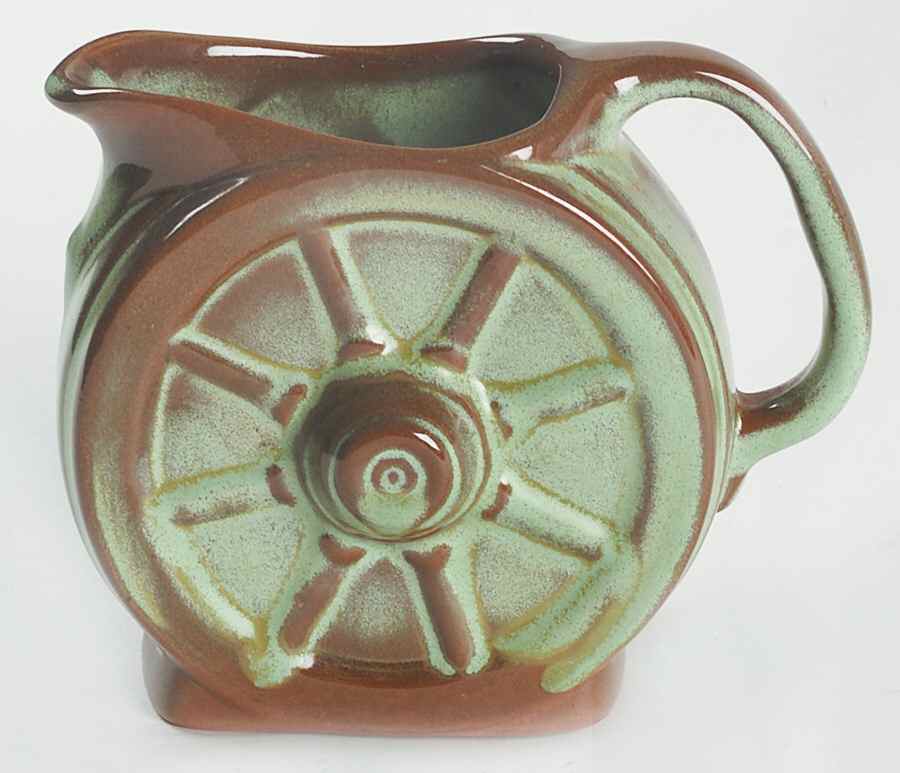 Wagon Wheel Prairie Green Creamer by Frankoma-1