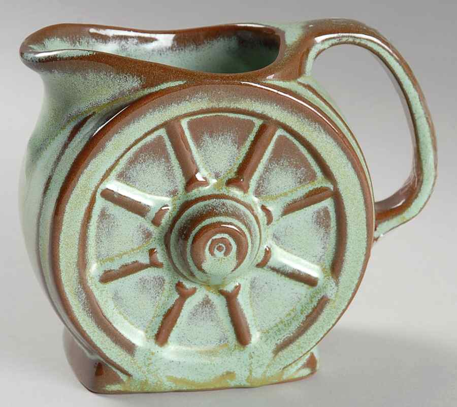 Wagon Wheel Prairie Green Creamer by Frankoma-1