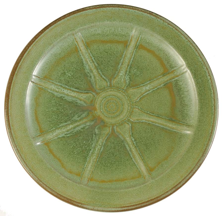 Wagon Wheel Prairie Green Dinner Plate by Frankoma-1