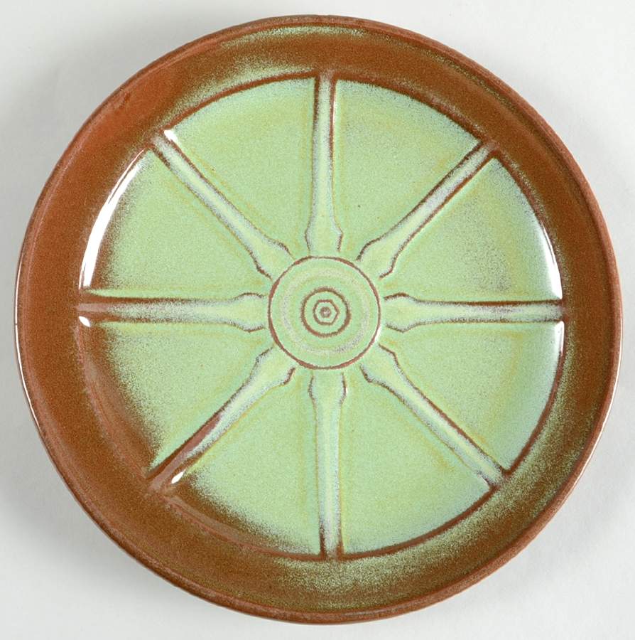 Wagon Wheel Prairie Green Luncheon Plate by Frankoma-1