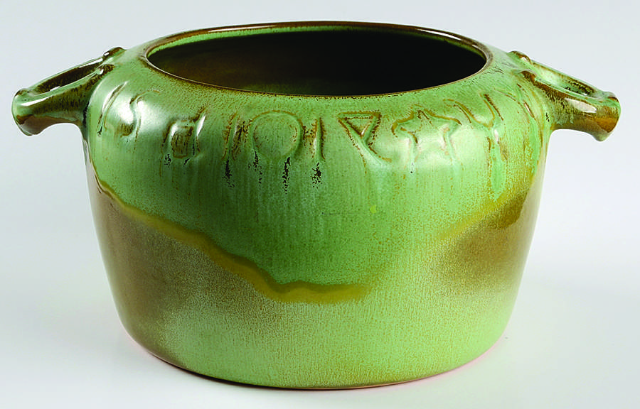 Wagon Wheel Prairie Green 3 Quart Round Casserole No Lid by Frankoma-1