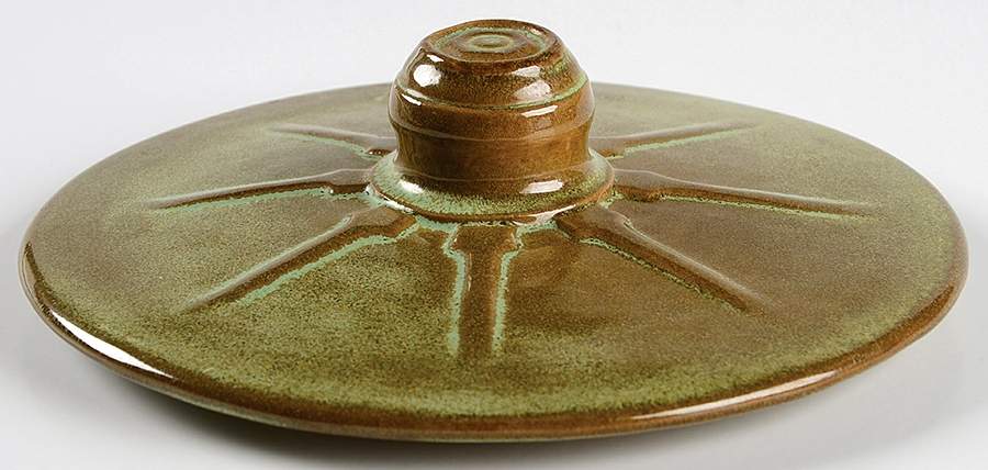 Wagon Wheel Prairie Green Lid for 3 Quart Round Casserole by Frankoma-1