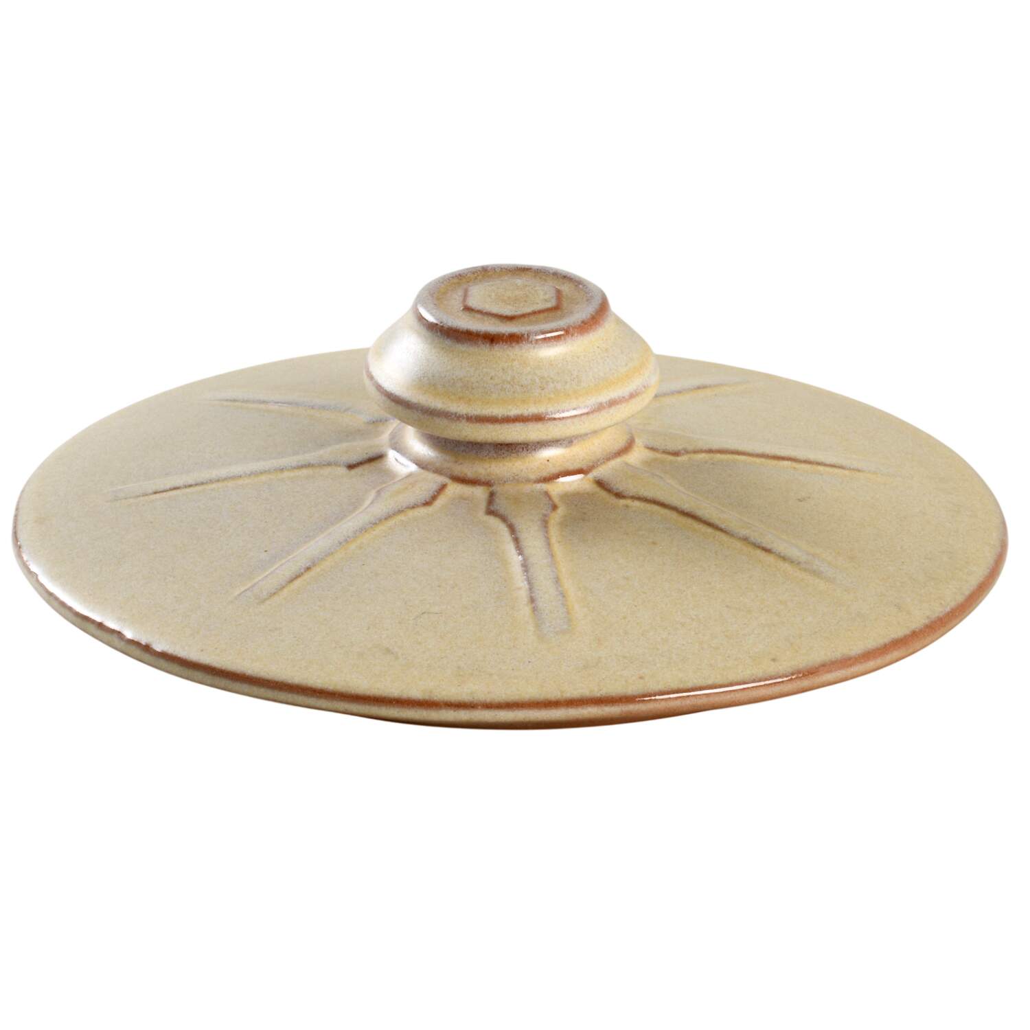 Wagon Wheel Desert Gold Lid for 1.5 Qt Round Casserole by Frankoma-1