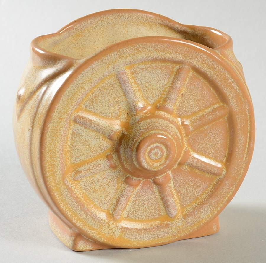 Wagon Wheel Desert Gold Sugar Bowl No Lid by Frankoma-1