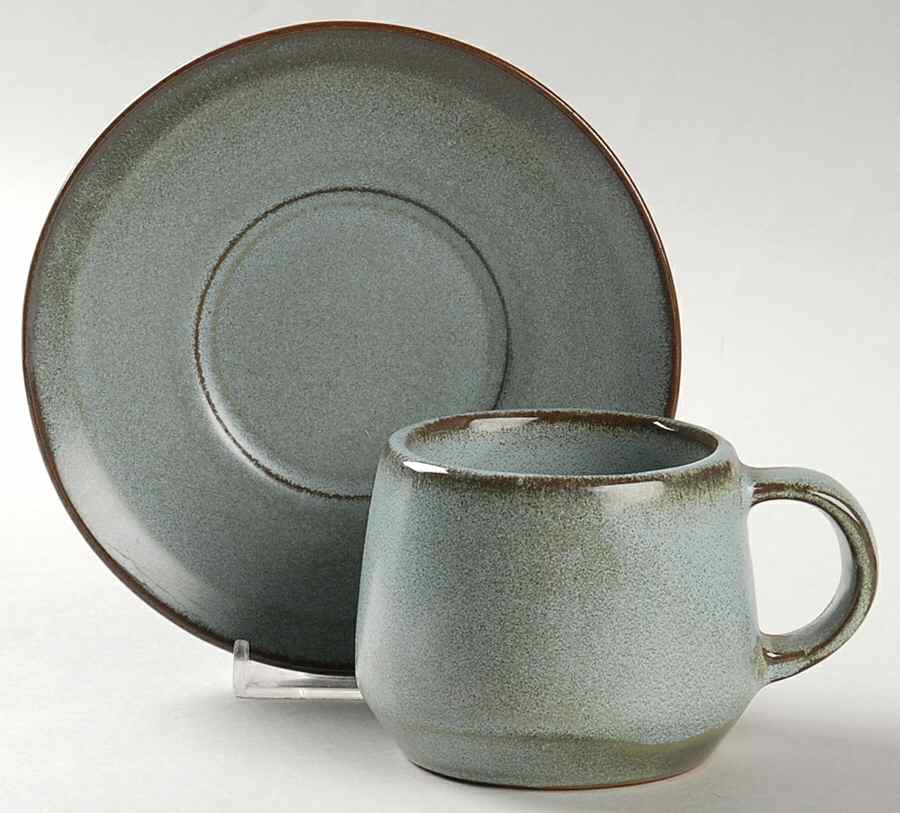 Westwind (Woodland Moss) Flat Cup & Saucer Set by Frankoma-1