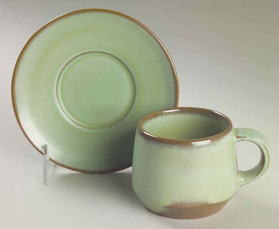 Westwind (Prairie Green) Flat Cup & Saucer Set by Frankoma-1