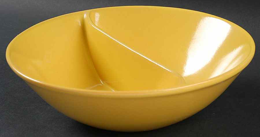 Westwind (Autumn Yellow) Round Divided Vegetable Bowl by Frankoma-1