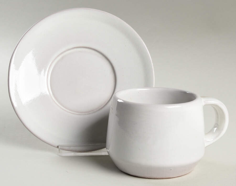 Westwind (White Sand) Flat Cup & Saucer Set by Frankoma-1