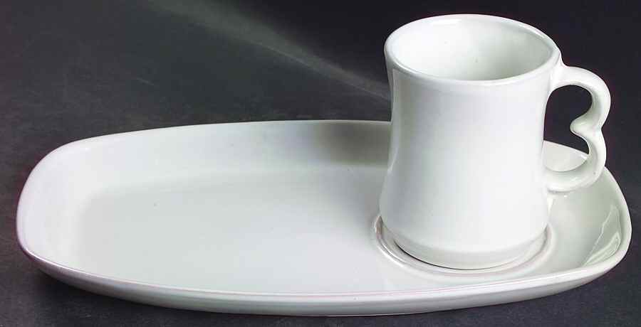 Westwind (White Sand) Snack Plate & Cup Set by Frankoma-1