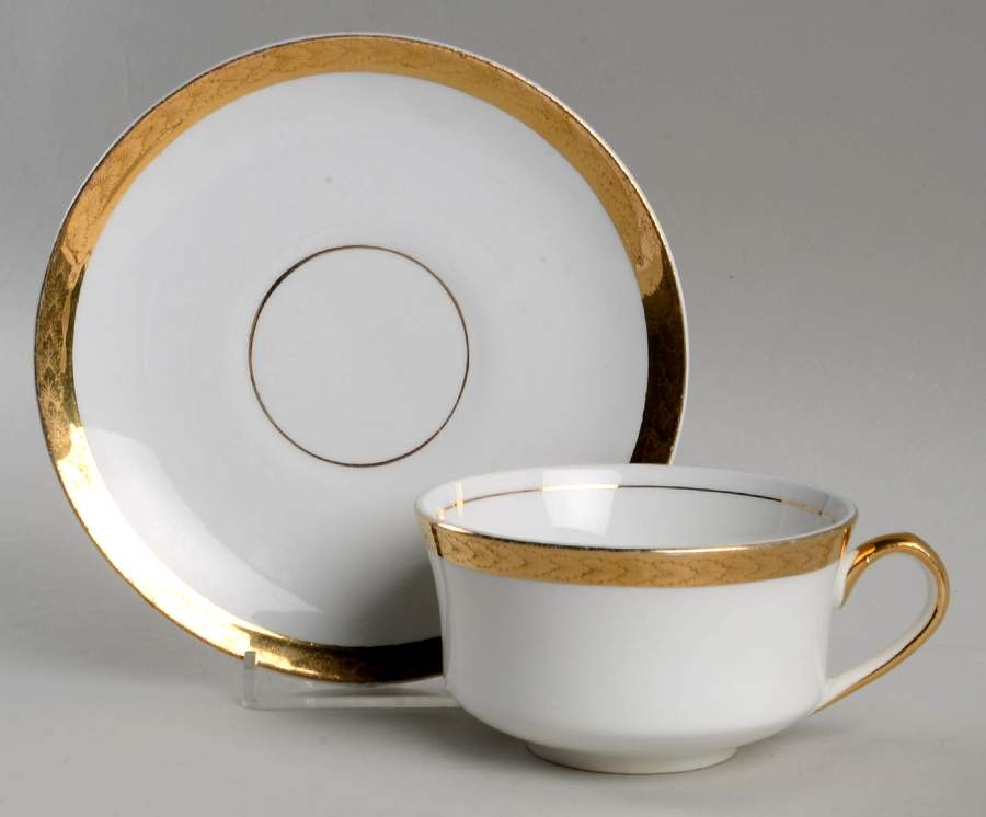 6090G Flat Cup & Saucer Set by French Saxon-1