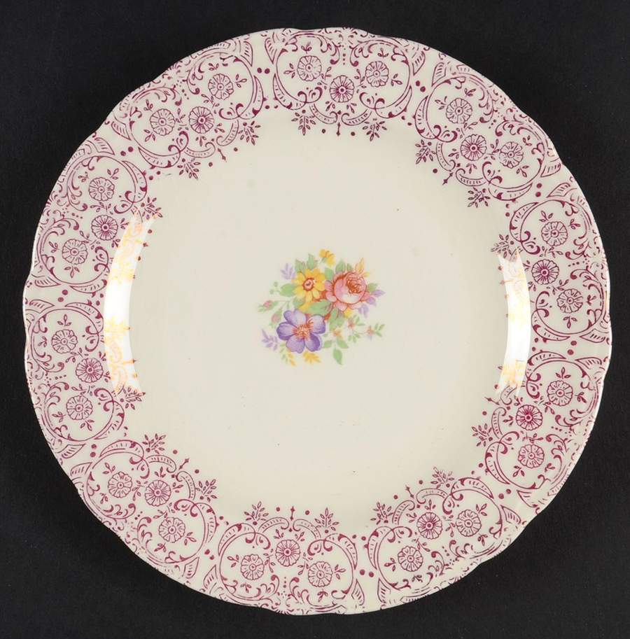 Burgundy Lace Bread & Butter Plate by French Saxon-1