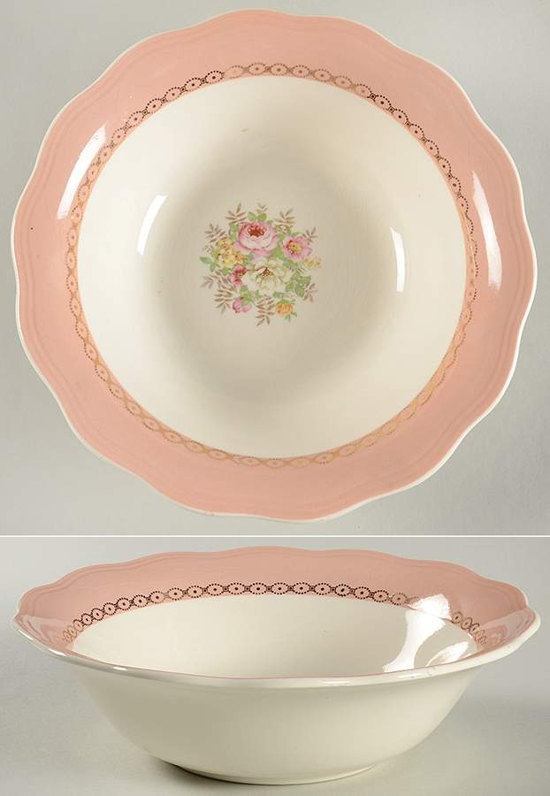 Dusty Rose 8" Round Vegetable Bowl by French Saxon-1