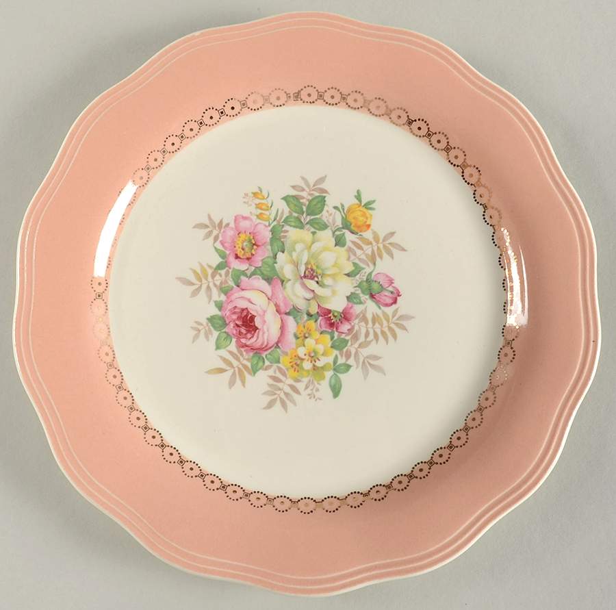 Dusty Rose Luncheon Plate by French Saxon-1