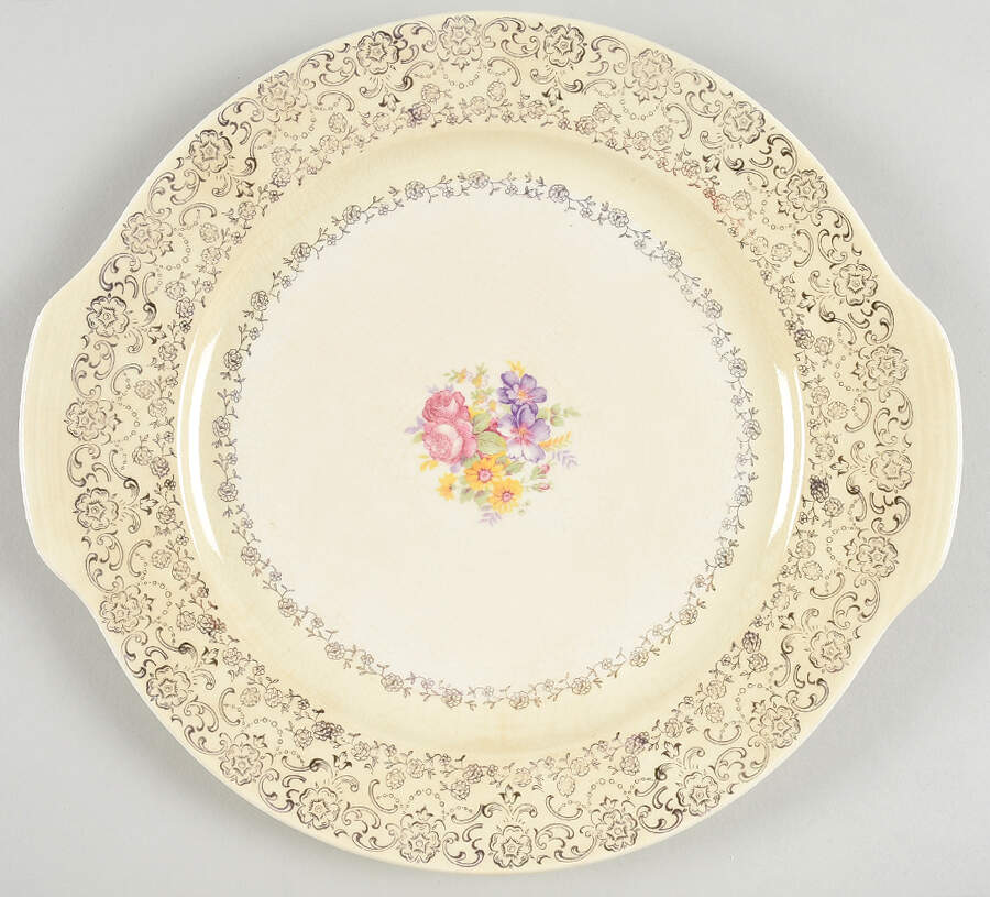 Gold Lace Handled Cake Plate by French Saxon-1