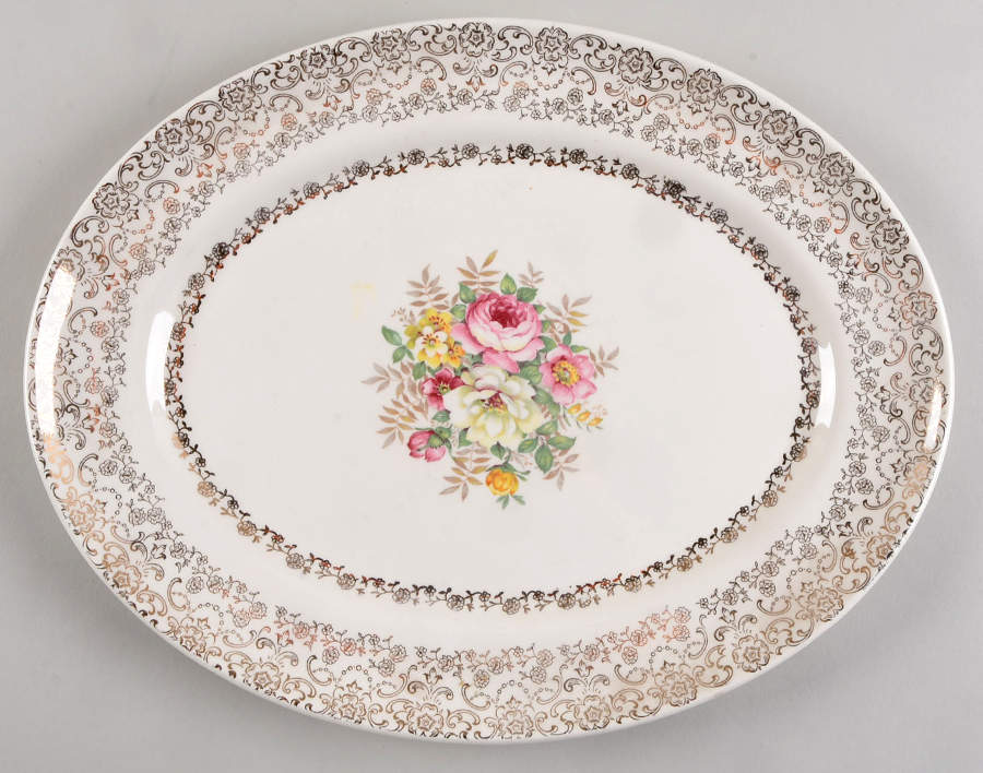 Old Lace 13" Oval Serving Platter by French Saxon-1