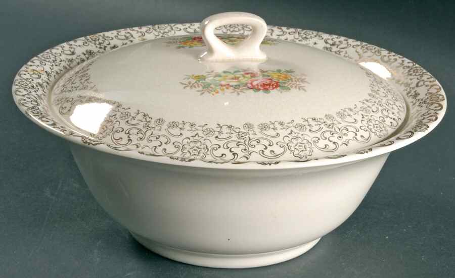 Old Lace Round Covered Vegetable by French Saxon-1