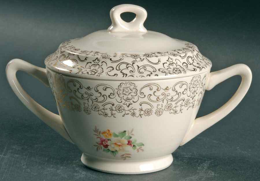 Old Lace Sugar Bowl & Lid by French Saxon-1