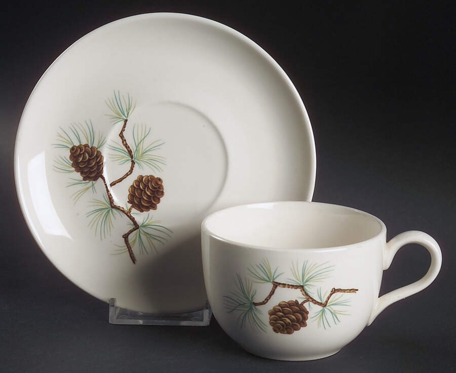 Pine Cone Flat Cup & Saucer Set by French Saxon-1