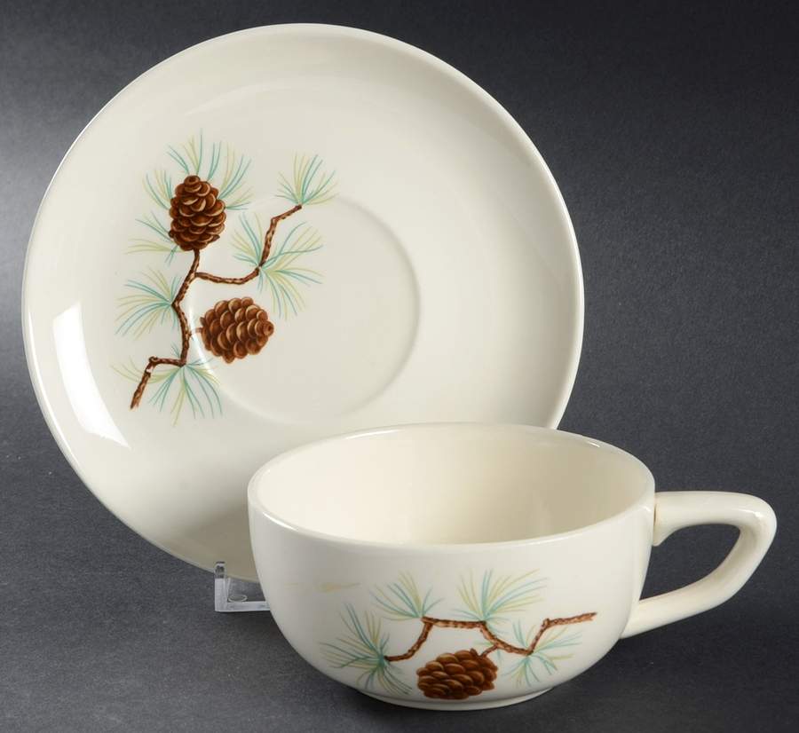 Pine Cone Flat Cup & Saucer Set by French Saxon-1