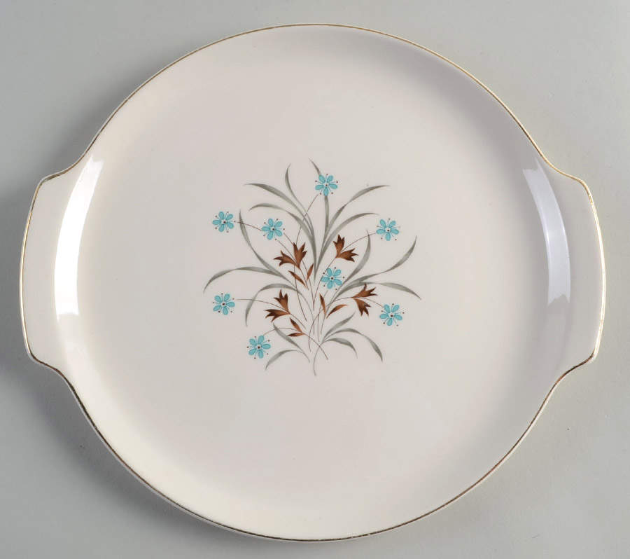Star Flower (Gold Trim) Handled Cake Plate by French Saxon-1