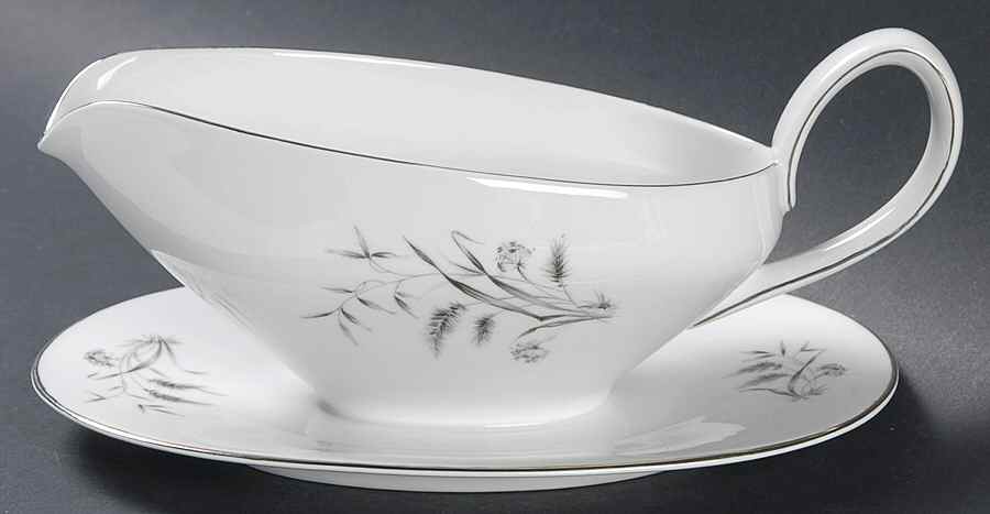Silver Harvest Gravy Boat with Attached Underplate by Fitzgerald & Allison-1