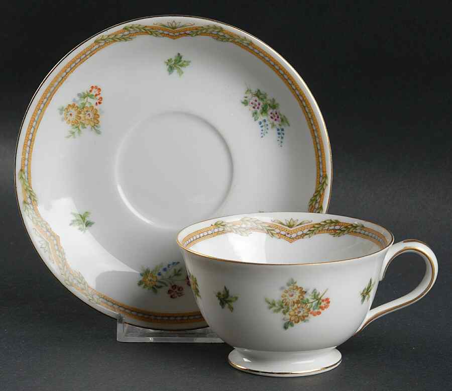 Fleurette Footed Cup & Saucer Set by Fuji-1