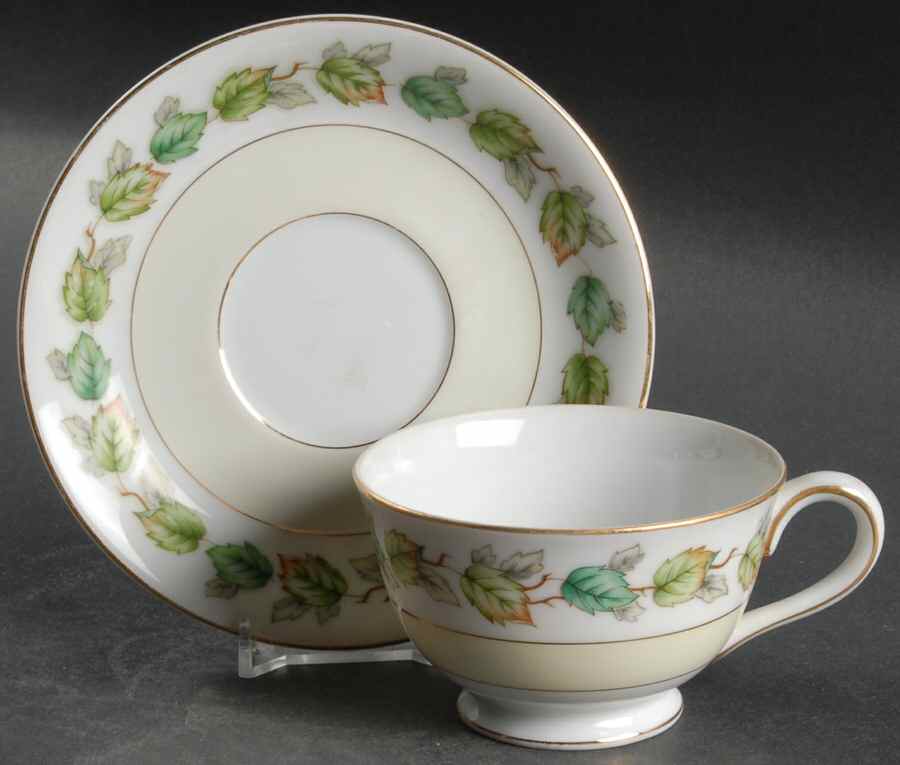Garland Footed Cup & Saucer Set by Fuji-1