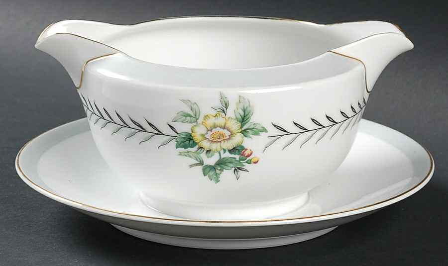 Island Wreath Gravy Boat with Attached Underplate by Fuji-1