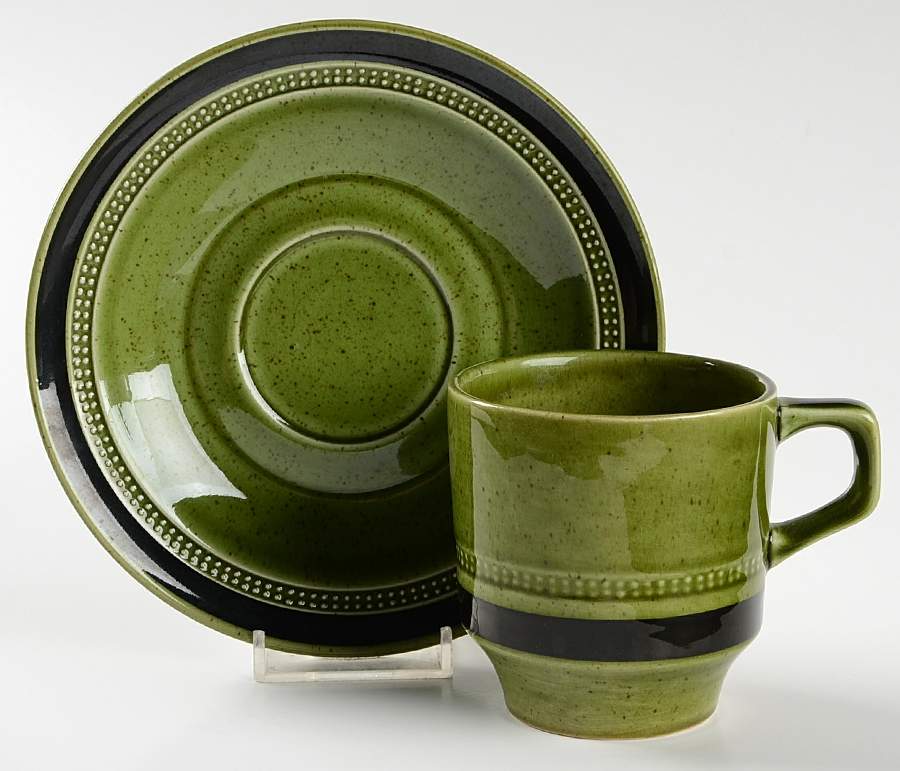 Moss Antiqua Flat Cup & Saucer Set by Fuji-1