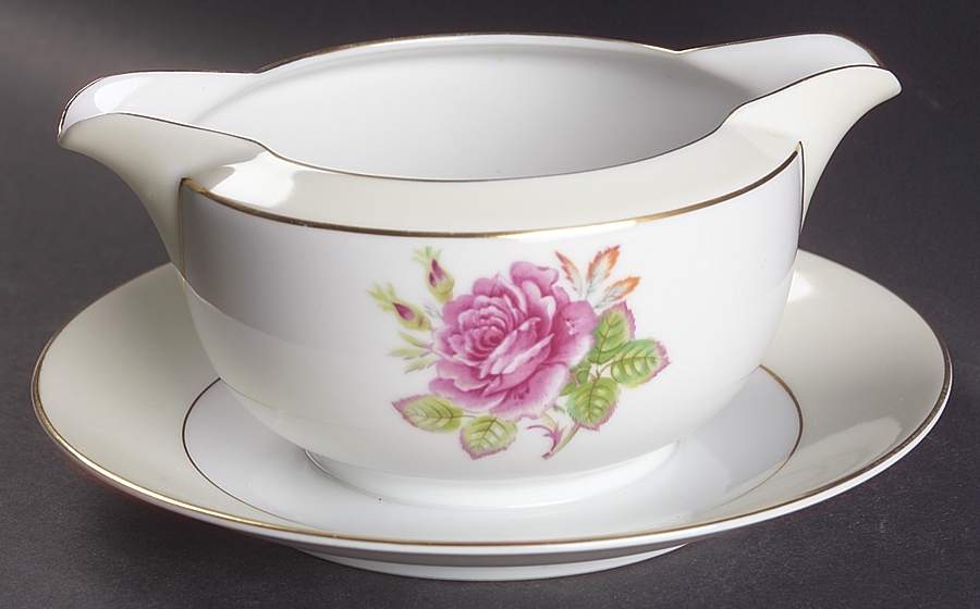 Rosette Gravy Boat with Attached Underplate by Fuji-1