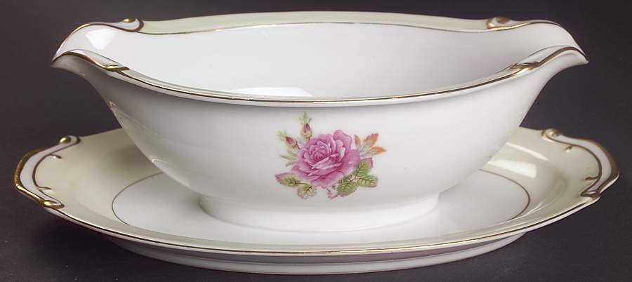 Rosette Gravy Boat with Attached Underplate by Fuji-1