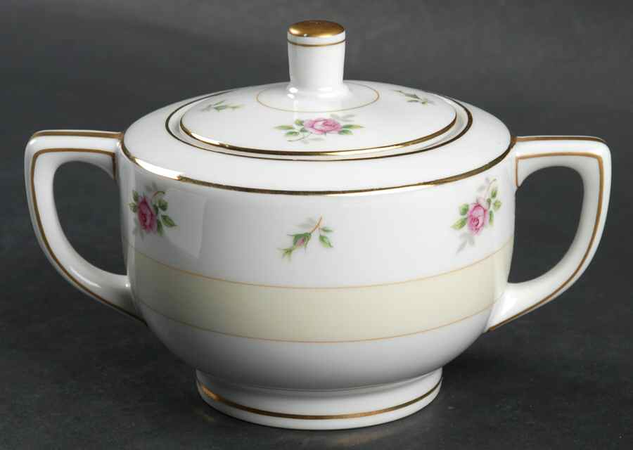 Rosebud Sugar Bowl & Lid by Fuji-1
