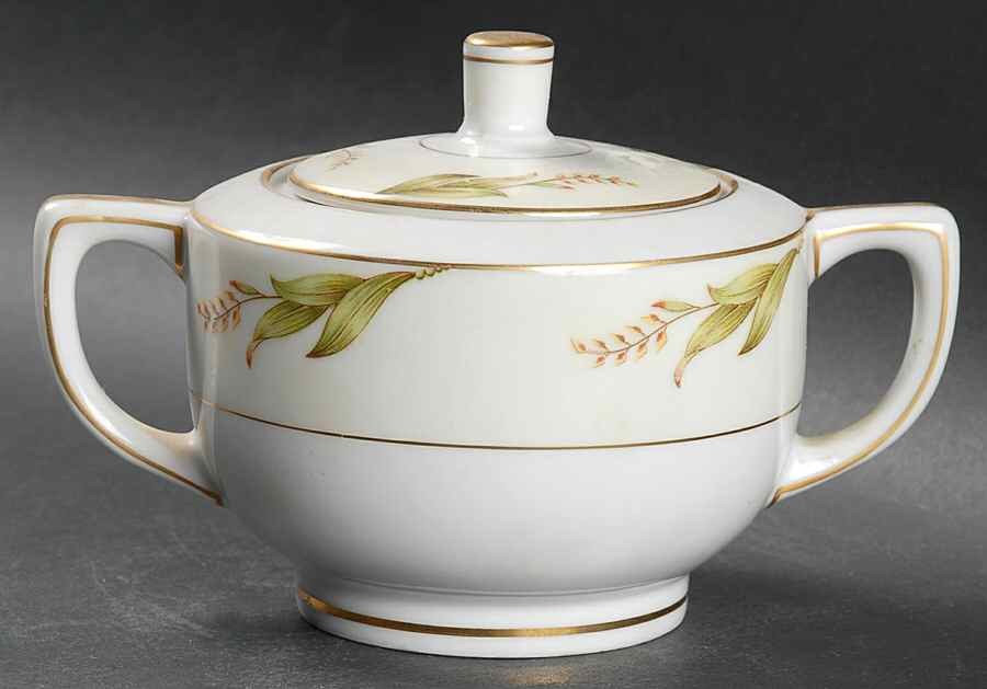 Tropic Leaf Sugar Bowl & Lid by Fuji-1