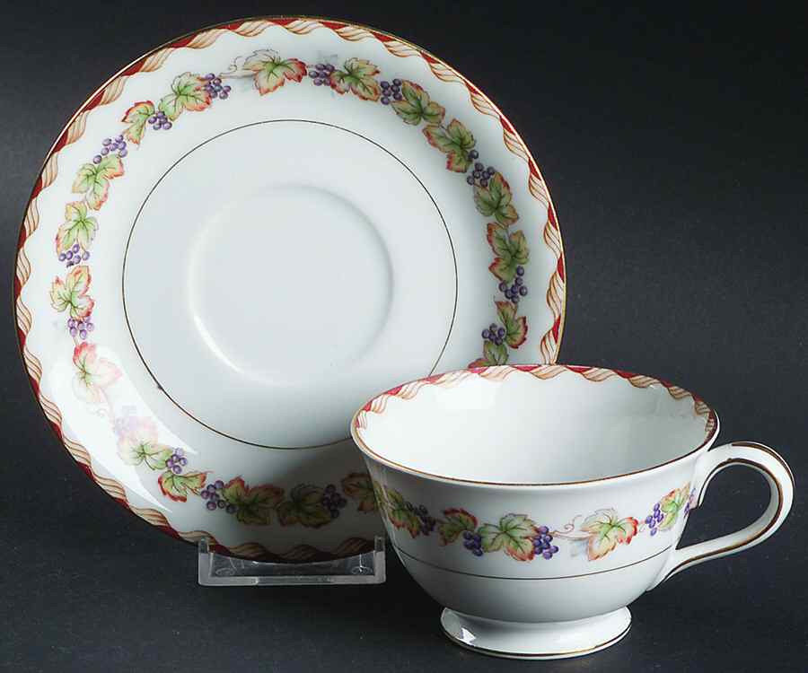 Vineyard Footed Cup & Saucer Set by Fuji-1