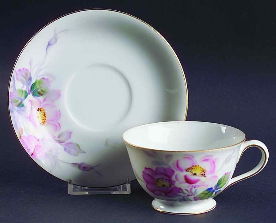 Wild Rose (Occupied Japan) Footed Cup & Saucer Set by Fuji-1