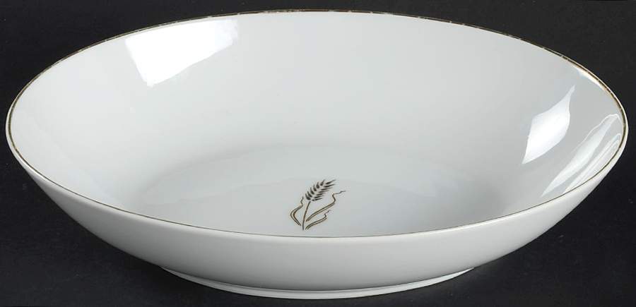 Gold Wheat 10" Oval Vegetable Bowl by Fukagawa-1